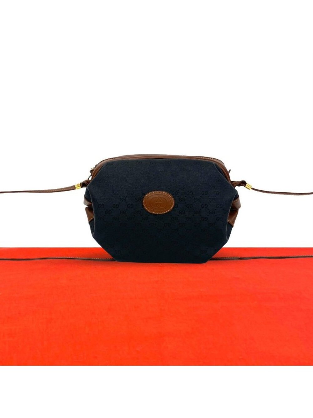 Gucci Vintage Micro GG Logo Leather Shoulder Bag Pochette Black